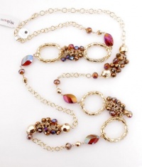 Style & Co 46 Long Gold Tone Chain Multi Faceted Glass & Beads Necklace