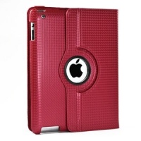 Case Star Red Bright PU Leather 360 Degrees Rotating Smart Stand Case for Apple iPad 3 iPad 4, Case Star Cellphone Bag