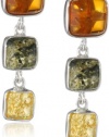 Sterling Silver Multi-Color Amber Drop Earrings