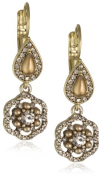 Carolee Gold Pearl Basics Simulated Pearl Double Stone Drop Earrings