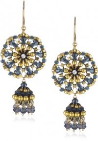 Miguel Ases Blue Gold Stone 14k Gold Filled Dangle Earrings