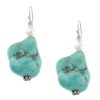 Sterling Silver Turquoise Nugget and Freshwater Cultured Pearl Drop Earrings