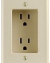 Leviton 689-I 15 Amp 1-Gang Recessed Duplex Receptacle, Residential Grade, with Screws Mounted to Housing, Ivory