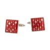 Artsy Red Enamel Square Silver Cufflinks by Cuff-Daddy