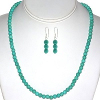 6mm Round Beads Green Turquoise Howlite 20 Necklace and Earrings Set