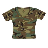 Women's Woodland Camo S/S V-Neck T-Shirt