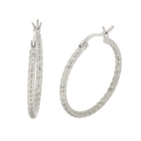 Sterling Silver Diamond-Cut Hoop Earrings (0.9 Diameter)