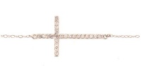 Designer Inspired Sterling Silver Sideways Cross with CZ's