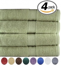 4 Premium Large Bath Towels 100% Cotton, Soft and Absorbent - Sage Green