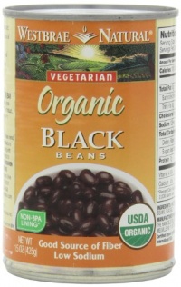 Westbrae Natural Vegetarian Organic Black Beans, 15 Ounce Cans (Pack of 12)