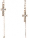 Betsey Johnson Iconic Summer Metallics Cross Front and Back Linear Drop Earrings