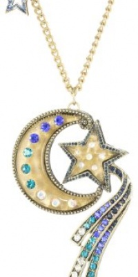 Betsey Johnson Heaven's to Betsey Moon and Star Long Pendant Necklace