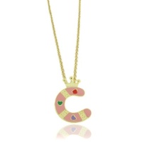 Lily Nily 18K Gold Overlay Pink Enamel Children's Initial Pendant C