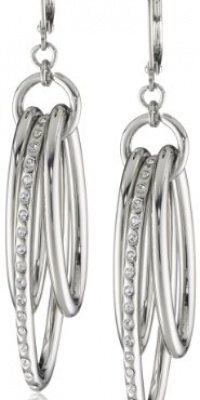 T Tahari Silver Tone Triple Orbital Drop Earrings