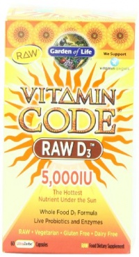 Garden of Life Vitamin Code Raw D3 5000 Multivitamins, 60 Count