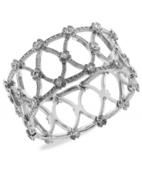 Lovely lattice-work from 2028 gives this bracelet an elegant touch. Crafted from silver-tone mixed metal, the bracelet is complemented by sparkling glass accents. Approximate length: 7 inches. Approximate height: 1 inch.