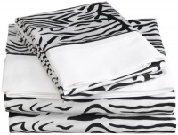 Regal Collection 300 Thread-Count Zebra Print King Sheet Set, Black/White