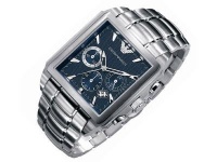 Emporio Armani Men's AR0660 Silver Stainless-Steel Quartz Watch with Blue Dial