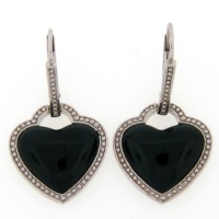 Meredith Leigh Sterling Silver Heart Shape Onyx Earrings