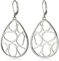 T Tahari Essential Silver Tone Open Work Oval Drop Earrings