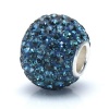 Bella Fascini Montana Blue Round Ball Crystal Pave Sparkle Bling - Solid .925 Sterling Silver Core European Charm Bead Made with Authentic Swarovski Crystals - Compatible Brand Bracelets : Authentic Pandora, Chamilia, Moress, Troll, Ohm, Zable, Biagi, Kay