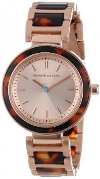 Kenneth Jay Lane Women's 2010 Rose Gold Ion-Plated Stainless Steel and Brown Tortoise Resin Watch