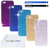 Five BLING iPhone 4G/4S Glitter Cases / Two Stylus Pens (Dark Blue, Black) / Two Screen Protectors - ECO-FUSED Microfiber Cleaning Cloth 5.5x3.0-Inch included