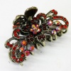 Red Crystal Bronze Metal Alloy flower / butterfly hair claws & clips