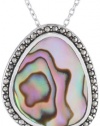 Judith Jack Clouds Sterling Silver Marcasite Abalone Pendant Necklace, 18