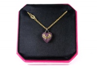 Juicy Couture Pave Puffed Heart Wish Necklace