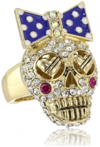 Betsey Johnson Ivy League Crystal Stretch Ring, Size 7.5