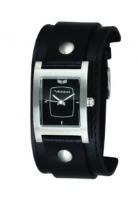 Vestal Women's EA024 Electra Silver Black Leather Cuff Watch