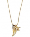 RACHEL Rachel Roy Necklace, 18 Worn Gold-Tone Wing Charm Shaky Pendant Necklace