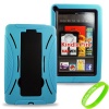 Cellularvilla Combo Case for Amazon Kindle Fire Hybrid Armor Kickstand Hard Soft Case Cover-Light Blue