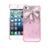 Fosmon GEM Series 3D Bling Crystal Design Case for Apple iPhone 5 - Pink Rhinestone Bow