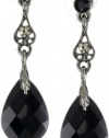 1928 Jewelry Spring Jet Black Delicate Teardrop Earrings