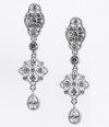 Eliot Danori Earrings, Silver-Tone Open Work Cubic Zirconia Drop Earrings