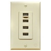 CurrentWerks U4111-LA USB Outlet Quattro In-Wall Four USB Charger, Light Almond