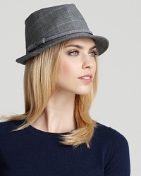 Stay mad for preppy plaid with this trend-right August Accessories fedora. A pink houndstooth ribbon adds spark.