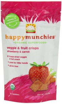 Happy Munchies Veggie and Fruit Crisps, Strawberry and Carrot, 1 Ounce