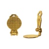 22K Gold Plated Clip On Earring Findings W/ 15mm Pad For Gluing (3 Pairs)