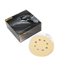 Mirka 23-615-AP Gold 5-Inch 8-Hole Dustless Hook-and-Loop Sanding Disks, 10 Each of 5 Grits