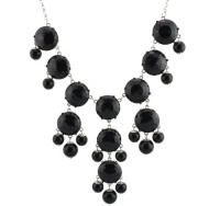 Silver Tone Chain New Color Bubble BIB Statement Fashion Necklace - Black