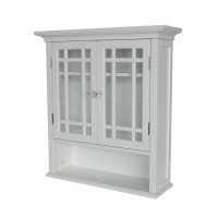 Elegant Home Fashions Neal Collection Shelved Wall Cabinet with Cubby, White