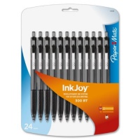 Paper Mate InkJoy 300 RT Retractable Medium Point Ballpoint Pens, Black, 24 Pack (1781569)