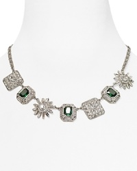 Carolee channels heirloom inspiration with this silver-plated necklace, which features regal gemstone stations, highlighted by glittering crystals.