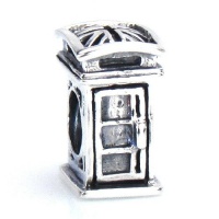 Moress British English London Style Public Phone Box / Booth Flag, Royal Guard - Dr Who Solid Sterling Silver European Charm Bead - Compatible Brand Bracelets : Authentic Pandora, Chamilia, Moress, Troll, Ohm, Zable, Biagi, Kay's Charmed Memories, Kohl's,