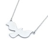 Rhodium Plated High Polish 925 Sterling Silver Flying Dove Design Religious Charm Pendant Necklace with 16-18 Adjustable Link Chain