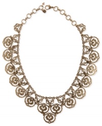 Contemporary classic. Ornate openwork on this collar necklace from Lucky Brand, crafted from gold-tone mixed metal, defines understated elegance. Approximate length: 16-3/4 inches. Approximate drop: 1-3/4 inches.