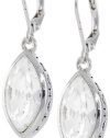 T Tahari Essentials Navette Crystal Silver Colored Drop Earrings